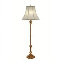 Stiffel FL-1320-K9079-AB 65 in. Antique Brass Floor Lamp with Off White Silk Shantung Shade
