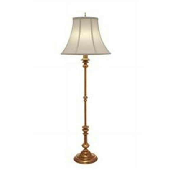 Stiffel FL-1320-K9079-AB 65 in. Antique Brass Floor Lamp with Off White Silk Shantung Shade