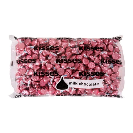 - Kisses milk chocolate candy pink foil, 4.1 lb - online only