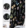 thumbnail image 6 of Spring Floral Black Out Curtains 84 Inch Long for Living Room, Elegant Pastoral Flowers Dragonfly Black Blackout Curtain Shade Thermal Insulated Window Curtains Grommet Drapes 42"x84" 2 Panels, 6 of 8