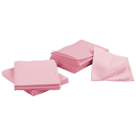 50 3-Ply Disposable Dental Bibs 13" X 18" (Pink)
