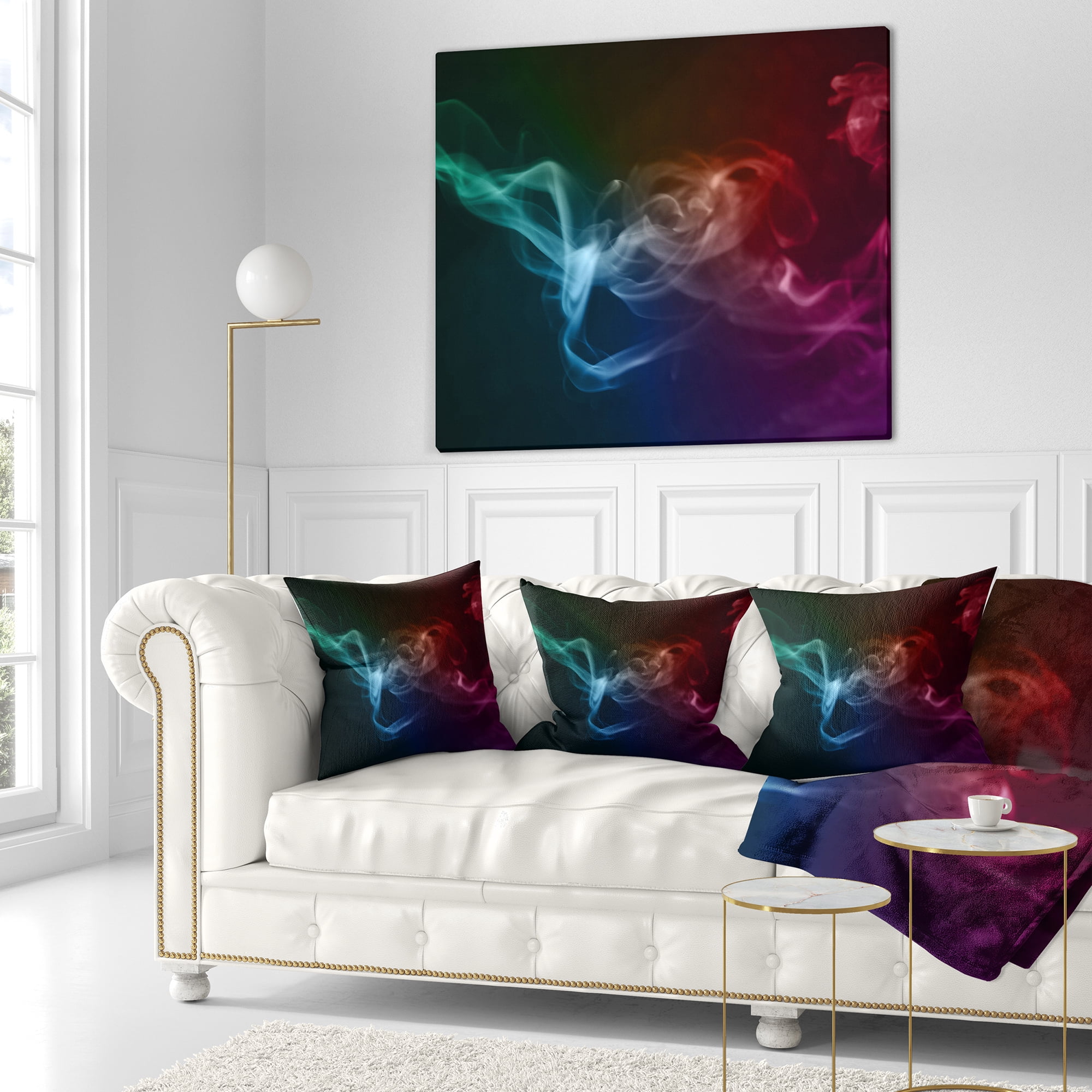 Designart Abstract Fractal Smoke Waves - Abstract Throw Pillow - 16x16