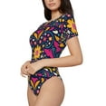 thumbnail image 2 of Balery Cinco De Mayo Floral Women's Short Sleevee Crew Neck Bodysuit Tops Short Sleeve Tops Basic-Small, 2 of 9