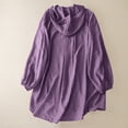 thumbnail image 7 of YUGYXL Women's Cotton Linen Sun Protection Shirts Hoodie Lightweight Swimsuit Beach Coverups Long Sleeve Hooded Button Shirts Purple XL, 7 of 7
