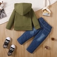 thumbnail image 4 of KIMI BEAR Toddler Boys Outfits 4T Infant Boy Fall Winter Outfits 5T Infant Boy AiN'T NO MAMA LiKe THE ONE I GOT Prints Long Sleeve Hoodie + Ripped Denim Pants 2PCS Set Green, 4 of 8