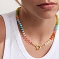 thumbnail image 5 of Beaded Gemstone Necklace for Women, Colorful Boho Bead Choker Natural Stone Surfer Beach Necklaces Gold Plated Summer Handmade Jewelry, 5 of 6