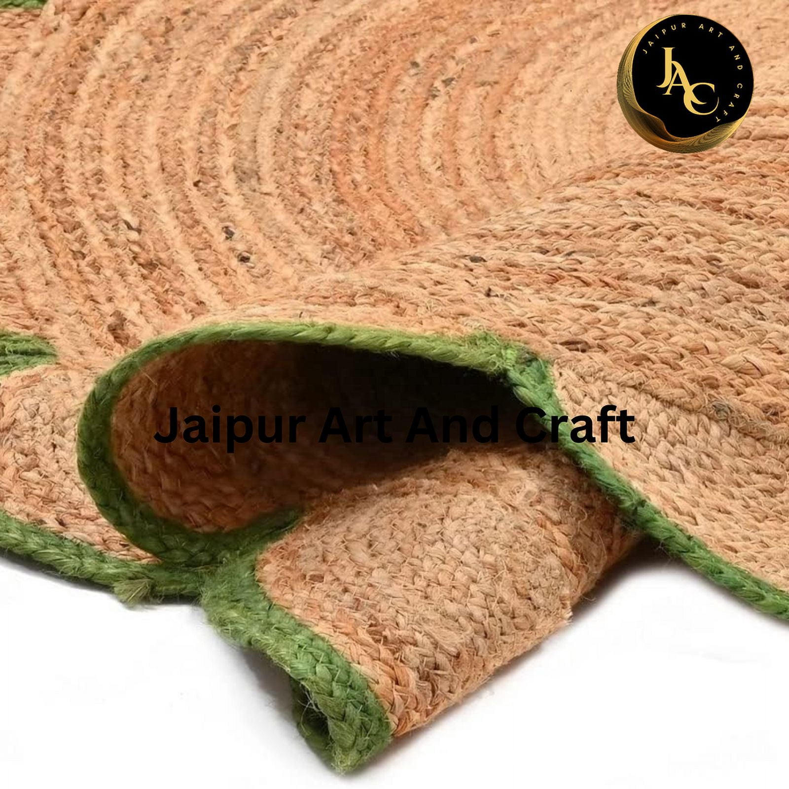 Jaipur Art And Craft Natural Round Jute Rug Indian Handmade Area Rug Bohemian Style Braided Carpet (7x7 Sq Ft)