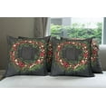 thumbnail image 6 of Ambesonne Christmas Throw Pillow Cover 4 Pack, Fir Xmas Wreath, 20", Multicolor, 6 of 7