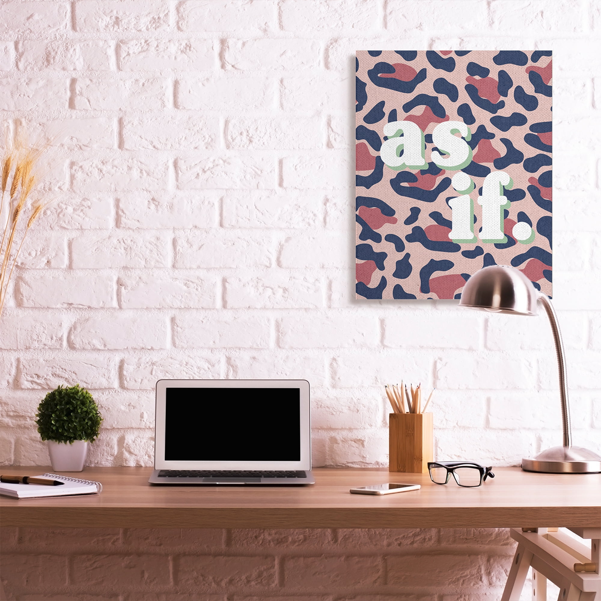 Stupell Industries As If Text over Pink Leopard Animal Print Canvas Wall Art by Daphne Polselli