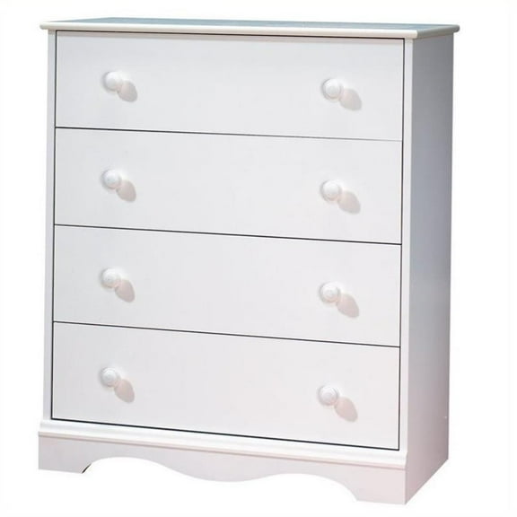 Pemberly Row Contemporary Wood 4-Drawers Chest in White Finish
