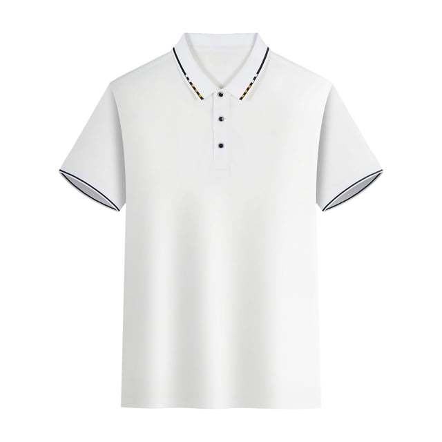Tops pour Hommes de Mode Décontracté Col Rabattu Slim Couleur Unie Manches Courtes T-Shirt Tops Blouse