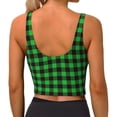thumbnail image 4 of Picia Buffalo Plaid Green Black Sports Bra for Women,Padded Strappy Sports Bras Medium Support Yoga Bra with Removable Cups,Running Yoga Bra-XX-Large, 4 of 9
