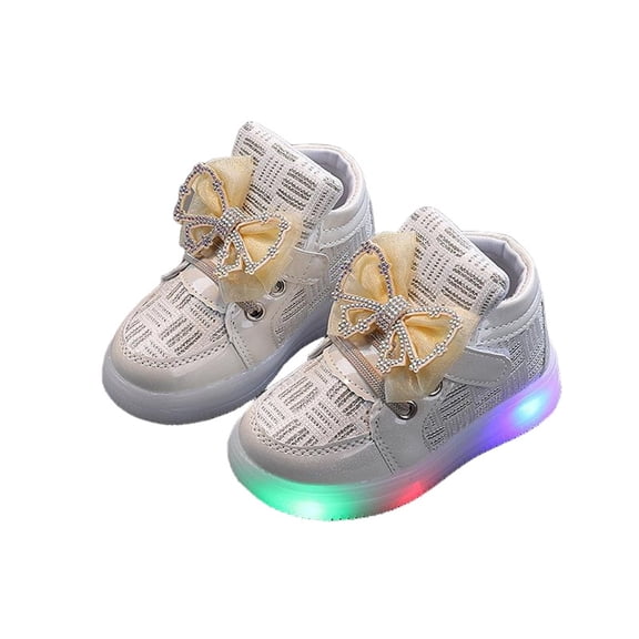 hzomhy Luminous Breathable Sports Shoes Soft Sole Casual for Toddler Little Kids Girls Butterfly Bow Non Slip Comfortable Lightweight Durable