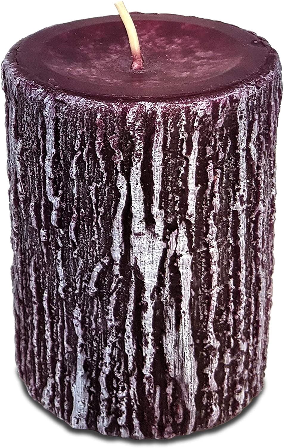 Hyoola 2.5 x 3.5 inch Purple Unscented Rustic Timberline Pillar Candles, Paraffin Wax with Cotton Wicks, 6-Pack