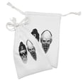 thumbnail image 2 of Skull Fabric Pouch Set of 2, Funny Skull Band Dead Street Gangs with Bandanna Hood Rapper Style Grunge Print, Small Drawstring Bag for Toiletries Masks and Favors, 9" x 6", Black White, by Ambesonne, 2 of 2