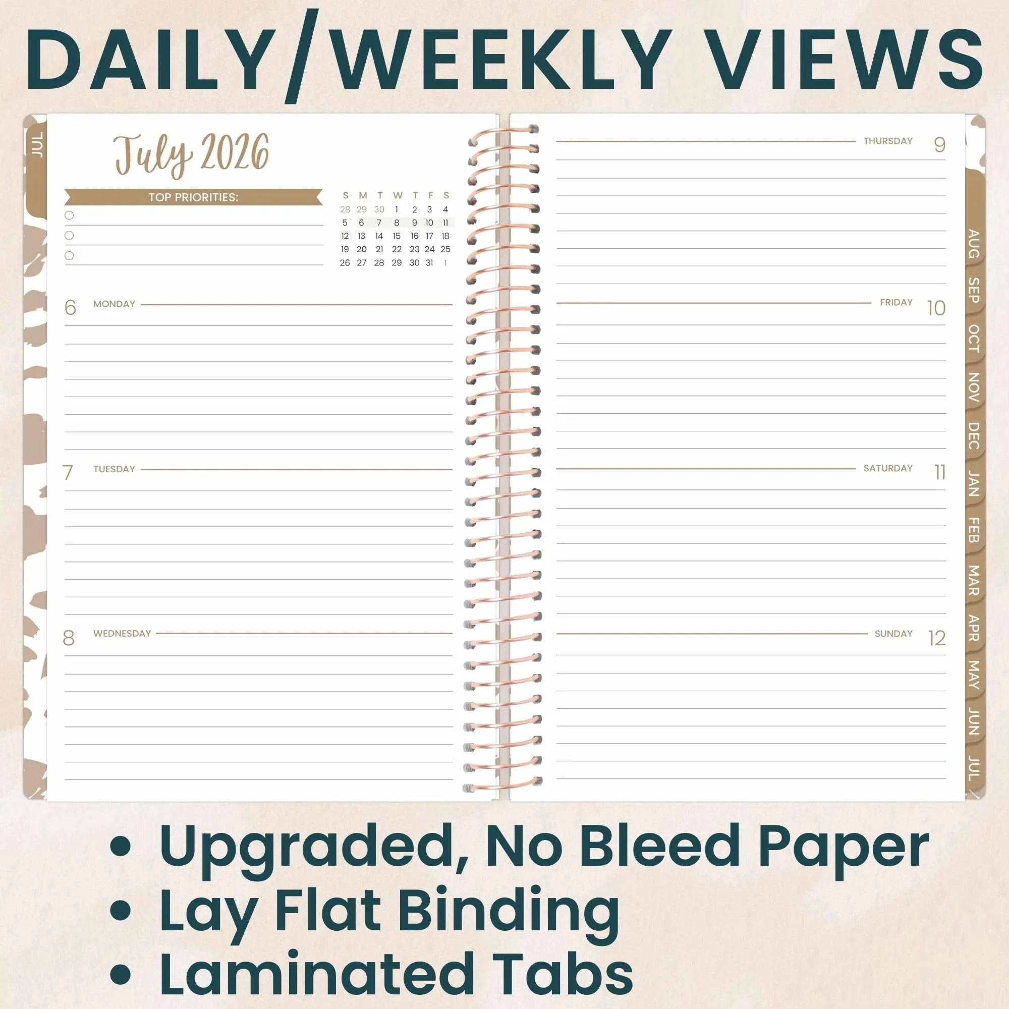 bloom daily planners 2026-2027 Academic Planner, 13 Month Monthly & Weekly Soft Cover, 5.5" x 8.25", Stickers Included, Tan Leopard