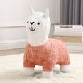 thumbnail image 4 of Chanana Llama-Shaped Footstool with Fleece Cover, Kids Seat/Footrest for Living Room, Pink, 4 of 9