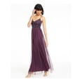 thumbnail image 3 of ADRIANNA PAPELL Womens Purple Sheer Zippered Zippered Spaghetti Strap Scoop Neck Maxi Evening Fit + Flare Dress 10, 3 of 5
