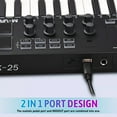thumbnail image 6 of ELAYARD 25-Key Portable USB Keyboard Controller with 8 Backlit Drum Pads, 8 Knobs, and Music Production Software for Computer Recording, 6 of 7
