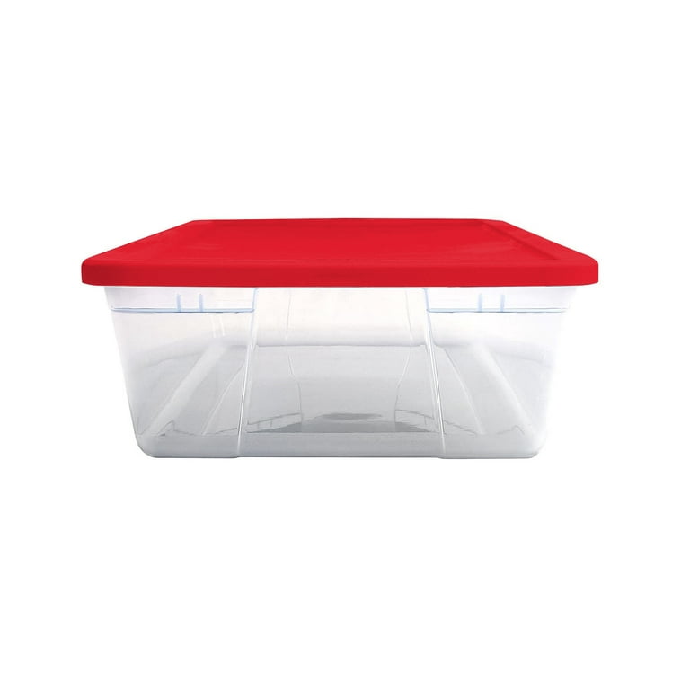 Homz Large 41 Quart Clear Plastic Under Bed See Through Stackable Storage  Organizer Container with Red Snap Lock Lid (4 Pack)