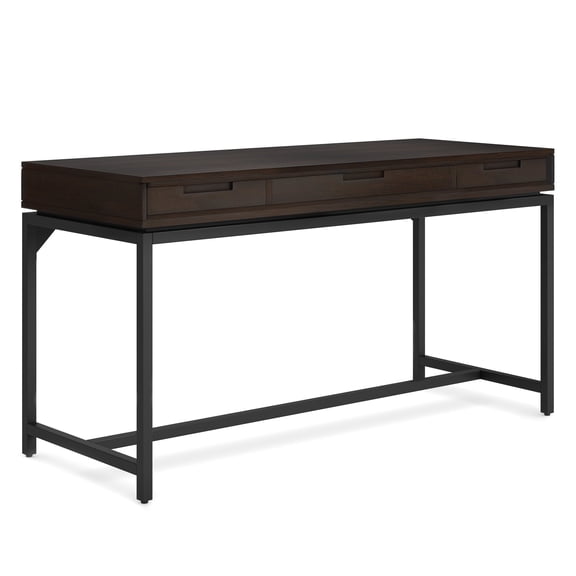 Banting 60 inch Wide Solid Wood Modern Industrial Mid Century Desk in Hickory Brown