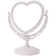 thumbnail image 1 of 1 espejo cosmético simple y encantador en forma de corazón, espejo de tocador giratorio de doble cara de plástico, espejo ligero, espejo de baño y dormitorio, 1 of 6