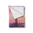 thumbnail image 2 of Cityscape Soft Flannel Fleece Blanket, New York City Midtown with Empire State Building Sunset Business Center Rooftop Photo, Cozy Plush for Indoor and Outdoor Use, 50" x 70", Peach, by Ambesonne, 2 of 6