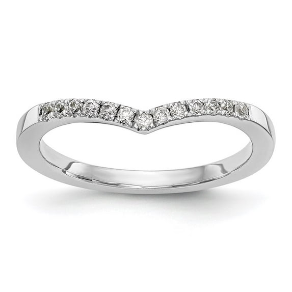 14K White Gold Ring Band Wedding Diamond Round , Size 5