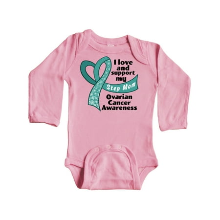 

Inktastic Ovarian Cancer Awareness I Love and Support My Step Mom Gift Baby Boy or Baby Girl Long Sleeve Bodysuit