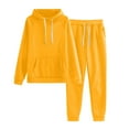 thumbnail image 1 of Women's Solid Color Hooded Tracksuit Set - Polyester Sport Suit for Workout/Running (S-XXXXL), 1 of 6