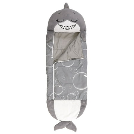 Happy Nappers: Pillow & Sleepy Sack: Medium - Grey Shark - 54 x 20", 2-In-1: Plush Animal Opens Into Sleeping Bag, Soft Play & Nap Character, Kids 3 