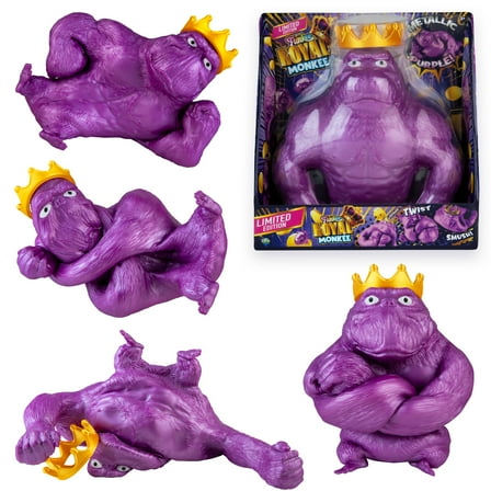 ORB Royal Funkee Monkee Jumbo Squishy Monkey Toy - Numbered Limited Edition (2500 Produced) - Big 4.5 Pound Metallic Purple Stretchy Gorilla - Collectible Splat Monkey Stress Toy for Kids and Adults