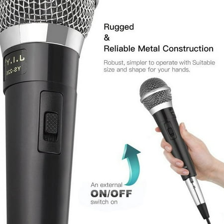 TSV Professional Handheld Microphone, Wired Dynamic Microphones, Portable Dynamic Mic System With 10ft Cable, 1/4" Socket for Karaoke Singing Machine, Speaker, Amp, Mixer, Speech, Wedding