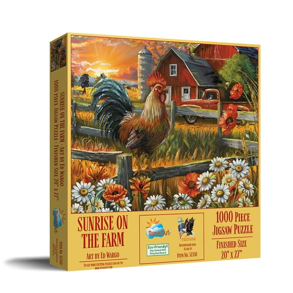 SUNSOUT INC - Sunsrise on the Farm - 1000 piece Jigsaw Puzzle for Adults by Artist: Ed Wargo - Finished Size 20" x 27" - MPN# 52350