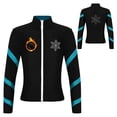 thumbnail image 4 of iiniim Kids Girls Figure Skating Jacket Sport Long Sleeves Training Coat Zip-Up Sweatshirt Outwear Blue Green 6, 4 of 7