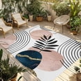 thumbnail image 2 of Outdoor Rug 6x9 ft Mid Century Boho Waterproof Outdoor Patio Rug Mat Non Slip Outside Area Rugs Carpet for RV,Camping,Porch,Deck,Pool,Balconybackyard,Navy Pink Abstract Geo Leaf White, 2 of 9