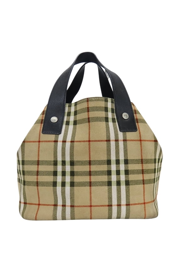 Pre-Owned Burberry handbag, Nova Check T O2 2, suede leather, beige/black, women's. BURBERRY