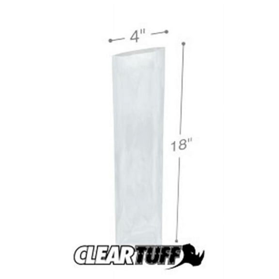International Plastics PB20418 4 x 18 in. Clear Poly Bags, 0.002 Gauge - Case of 1000