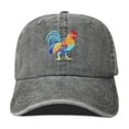 thumbnail image 1 of Gorra de béisbol vintage de algodón lavado con bordado de gallo, 1 of 1