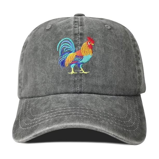 Gorra de béisbol vintage de algodón lavado con bordado de gallo