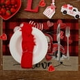 thumbnail image 4 of Valentine''s Day Placemats 12x18 Inch, Buffalo Plaid Truck Love Hearts Farmhouse Holiday Kitchen Dining Table Decoration for Indoor Outdoor Dinner Party Décor (Red Black) GP108-18, 4 of 5