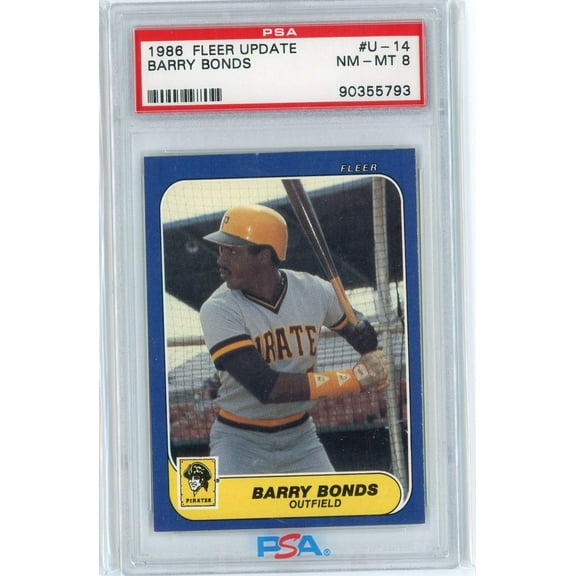 Graded 1986 Fleer Update Barry Bonds #U144444 Rookie RC Baseball Card PSA 8 NM-MT