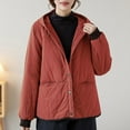 thumbnail image 2 of Wensltd Women's Padded Jacket Solid Color Hooded Versatile Cotton Winter Warm Daily Outdoor Thickened Coat, 2 of 5