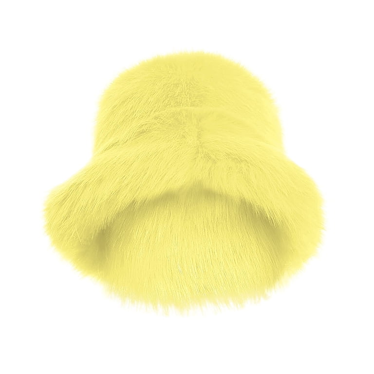Faux Fur Bucket Hat for Women, Plush Fuzzy Winter Fisherman  display picture 2