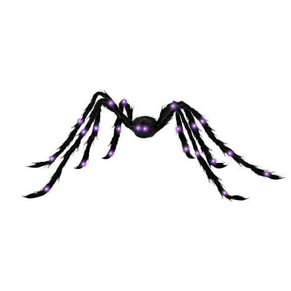 2.5Ft Halloween Giant Spider, Light up Spider, Purple LED Light Halloween Decorations Outside for Yard Haunted House Window Party Porch Indoor Outside Decor