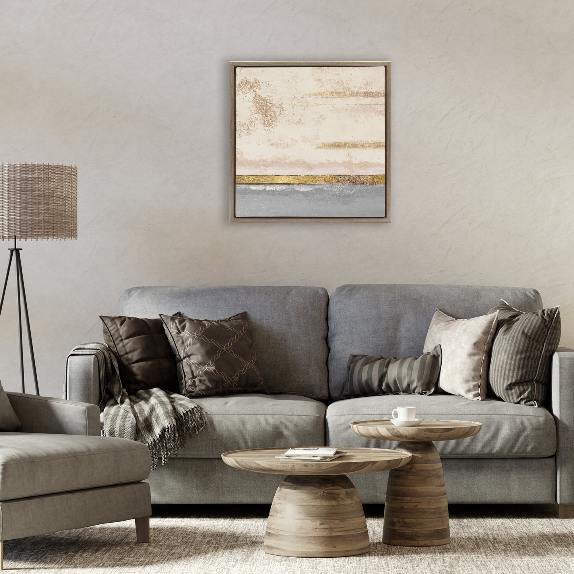 Stupell Industries Soft Sea Abstract Brown Framed Floater Canvas Wall Art, design by Patricia Pinto