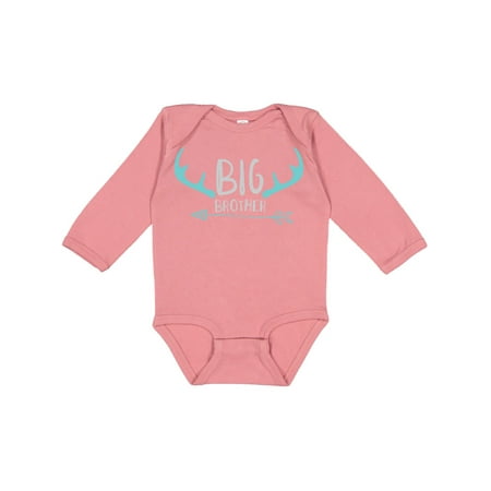 

Inktastic Big Brother Deer Antlers Arrow - Blue Gray Gift Baby Boy Long Sleeve Bodysuit