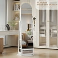 thumbnail image 6 of VKCC 64.1" Arched 360° Swivel Jewelry Armoire Full Length Mirror Cabinet Free Standing Organizer with 6 LED Lights, White, 6 of 9