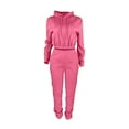 thumbnail image 3 of Women's Casual Solid Color Pullover Long Sleeved Hooded Sweatshirts And Pants Two-piece Outfits Set, 3 of 13