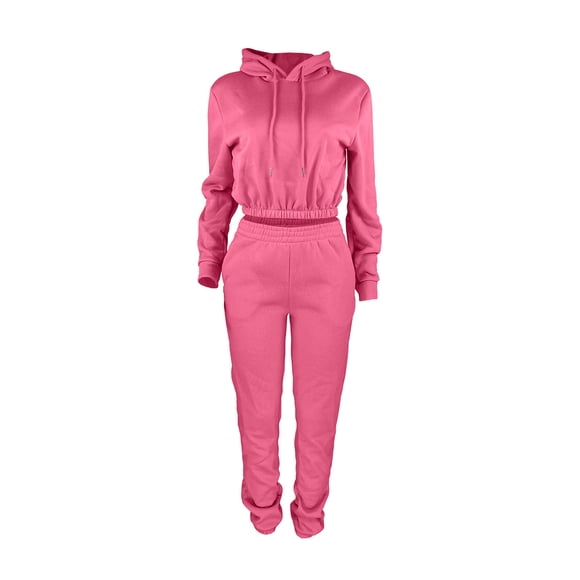 Enjoytime Winter Outfits for Women Casual Solid Color Long Sleeve Cropped Sweatshirts Lounge Pants Sweat Set Casual Travel Loungewear